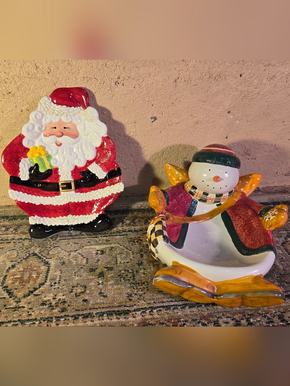 christmas serving pieces Sakura Debbie Mumm Angel Snowman & Fitz And Floyd Santa
